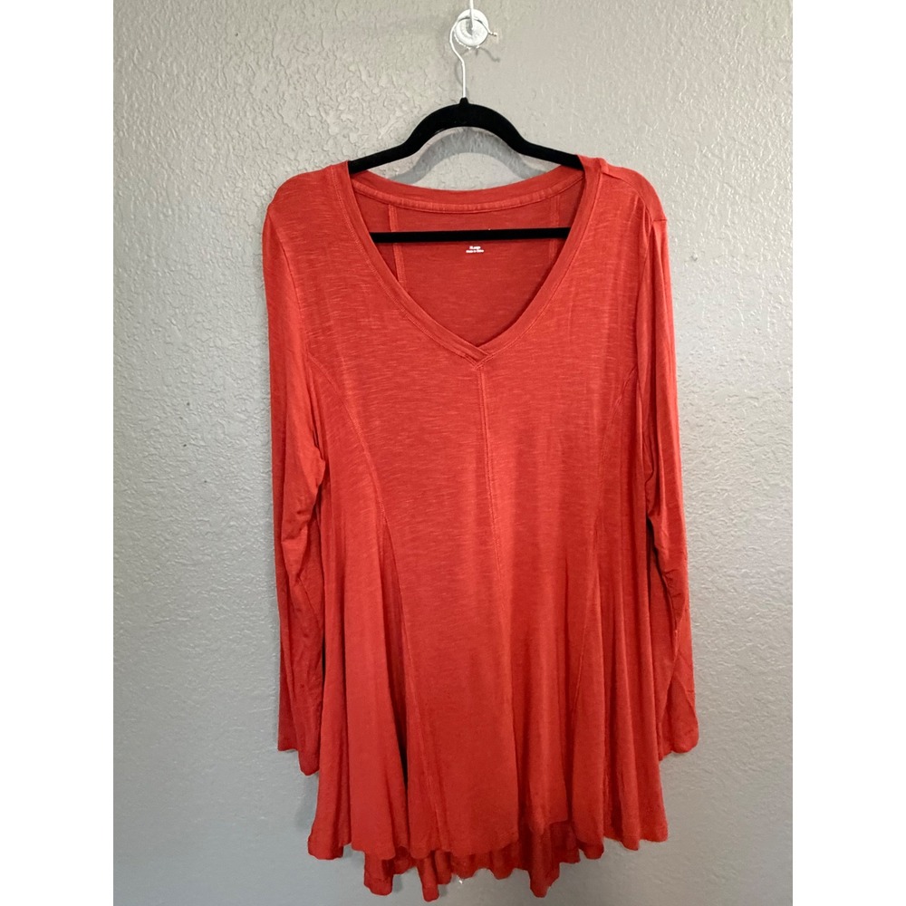 Soft Surroundings XL V-Neck Long Sleeve Tunic Top Rust Orange Flowing Autumn